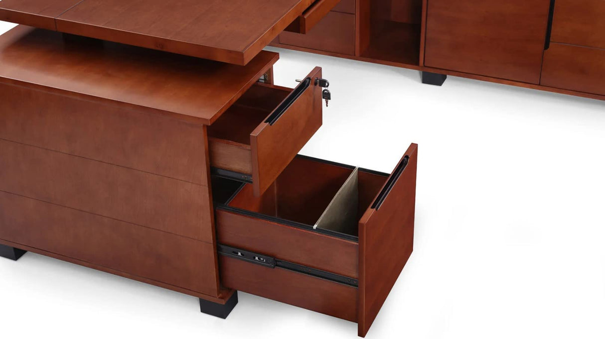 Furniture Modern 79" Ford Executive Desk with Right Return and Filing Cabinets - Light Wood