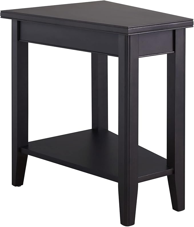 Laurent Recliner Wedge Table with Shelf, Black,