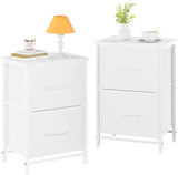 Night Stand Set 2, Nightstand with 2 Fabric Drawers, Small Wood Nightstands for Bedroom