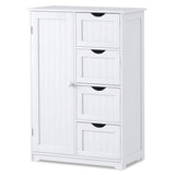 Bathroom Floor, 22” x 12” x 32” Wooden Cupboard w/1 Door & 4 Drawers, Freestanding