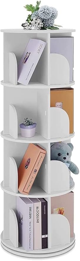 Revolving Bookcase,Creative 360°Rotating Bookcase Simple Disassembly Bookshelves