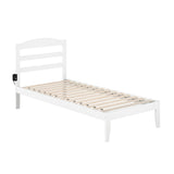 Traditional Twin XL Bed with USB Charger in White