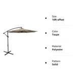 C-Hopetree 10 ft Offset Cantilever Outdoor Patio Umbrella with Cross Base Stand, Taupe