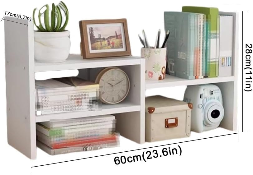 SHADAOYU Multi-Functional Desk Bookcase, Small Lightweight Desktop Organiser, Desktop Shelf Rack, Desk File Organiser, Freestanding Desk Shelf for Storage and Organisation