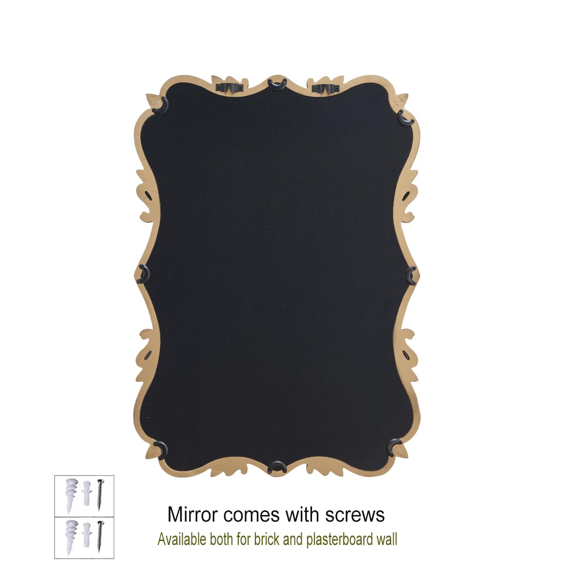 Vintage Gold Mirror for Bathroom Wood Frame Arched Wall Mirror