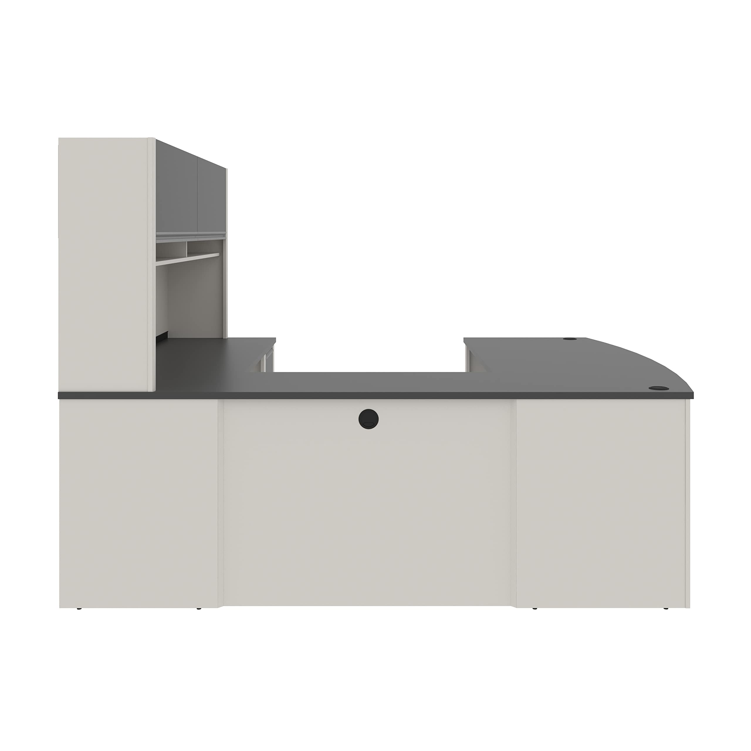 Connexion U-Shaped Workstation with Three Drawers, 72W, Slate/Sandstone