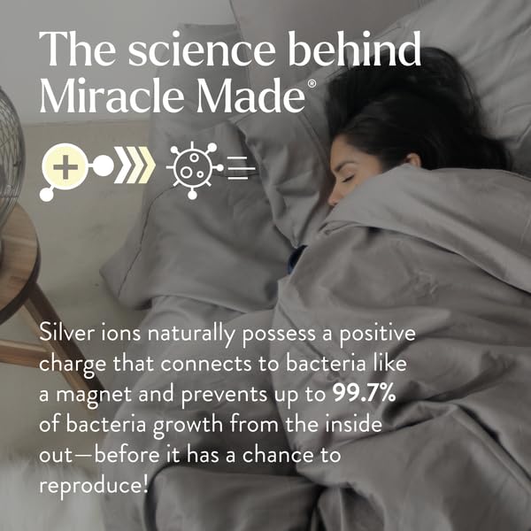 Miracle Made® Luxe Cooling Bed Sheets –Charcoal,Queen– 4 Piece Silver Infused, 300-Thread-Count Thermoregulating Miracle Clean & Cool ™ Eucalyptus Fabric Sensitive Skin Ultra-Breathable Bedding