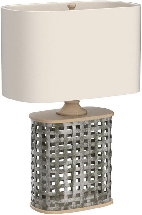 by Ashley Deondra Contemporary 29" Round Galvanized Metal Single Table Lamp, Gray