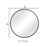 37 Inches Round Shape Sleek Frame Mirror, Black