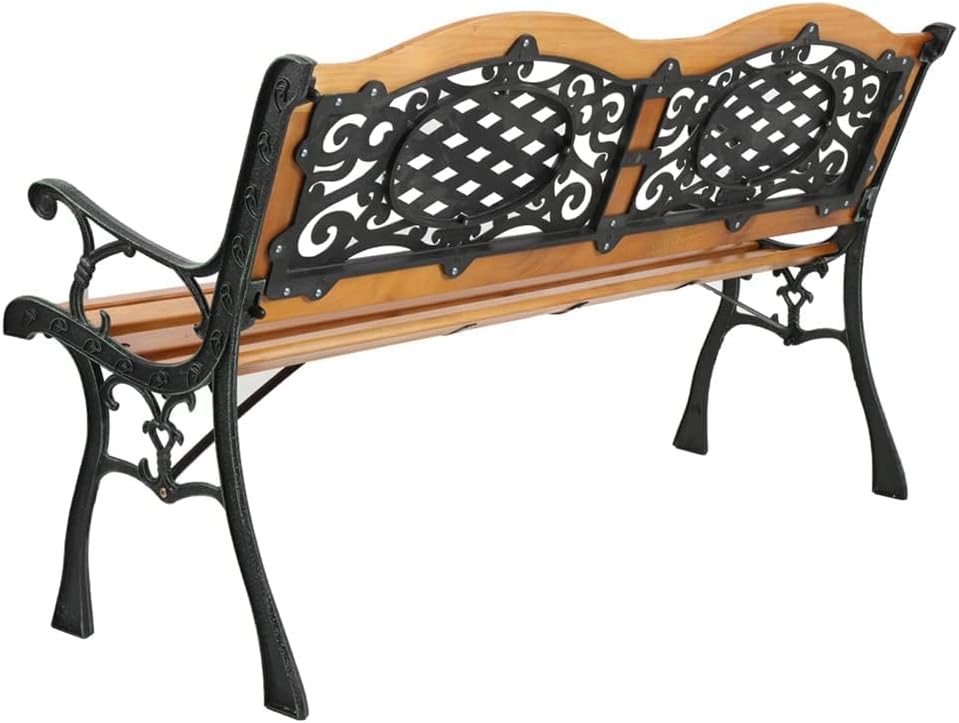 2-3 Person Patio Bench with Wood Seat,Patio Furniture Bench Chair