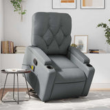 Gray Faux Leather Power Lift Massage Recliner - Electric Stand-Up Assist, Manual Tilt,