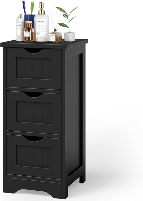 Bathroom Floor Cabinet - Small Bathroom Storage Cabinet with 3 Removable Drawers & Anti-Toppling Device,