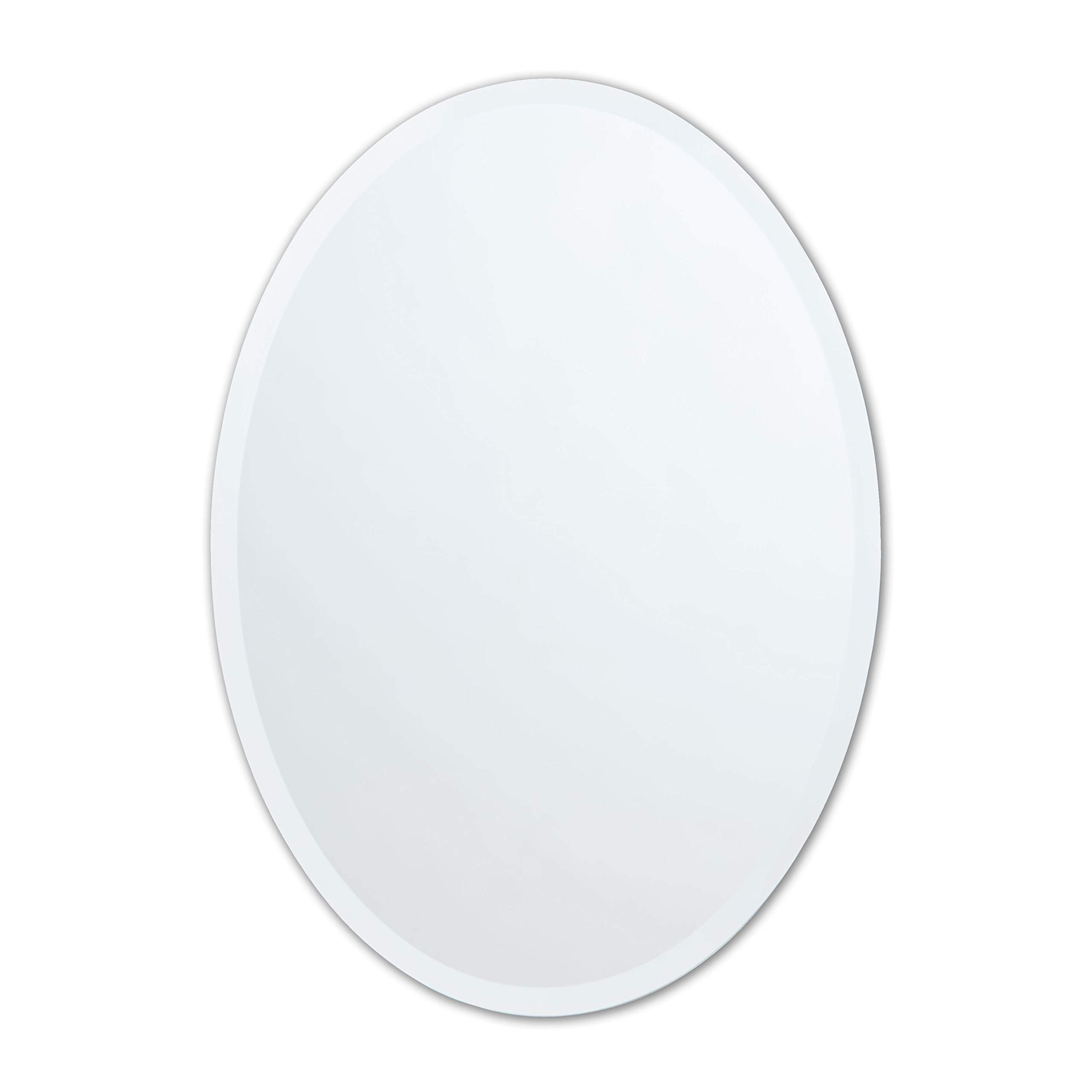 Frameless Oval Mirror,  Bathroom Wall Mirror w/Beveled Edge
