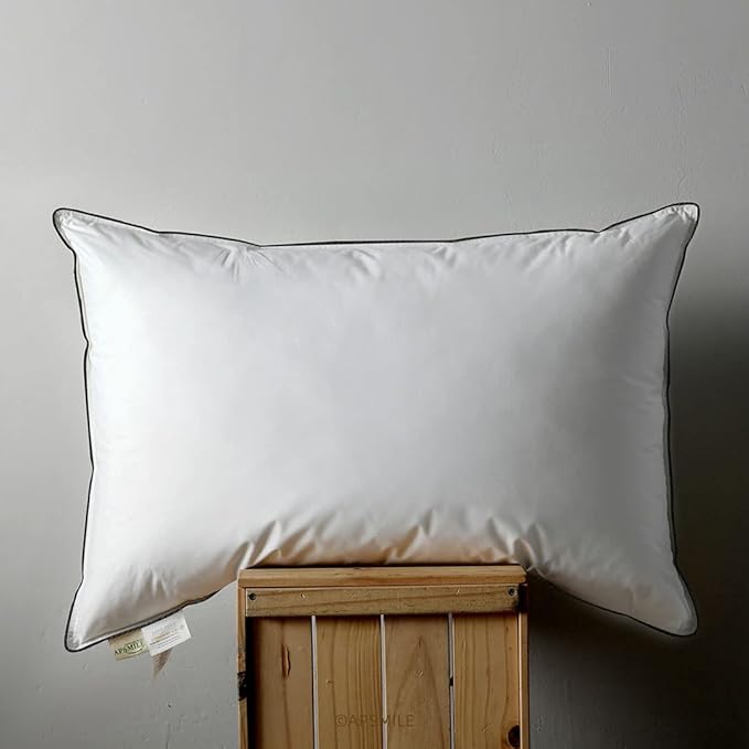 Goose Feather Down Pillows -Set of 2 Soft Medium Bed Pillows for Sleeping 100% Organic