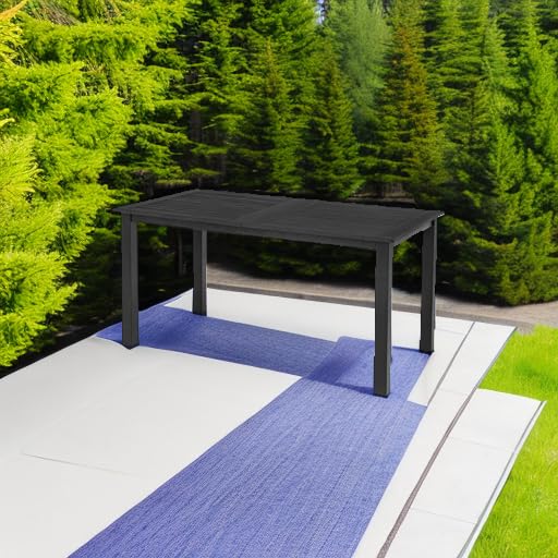 6-Person HDPS Outdoor Dining Table, Weather-Resistant Rectangle Patio Dining Table