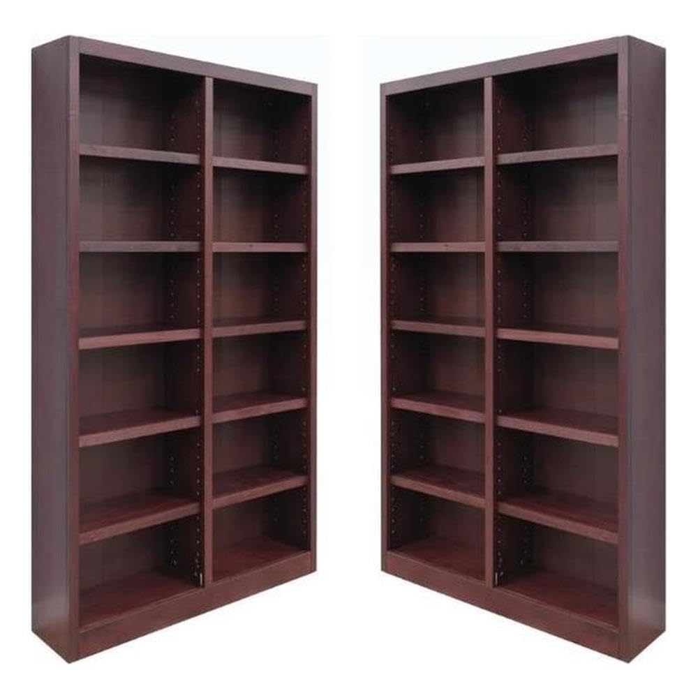 2-Piece 12-Shelf Traditional Wood Double Wide Bookcase Set