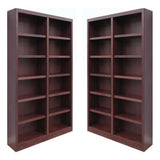 2-Piece 12-Shelf Traditional Wood Double Wide Bookcase Set