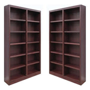2-Piece 12-Shelf Traditional Wood Double Wide Bookcase Set