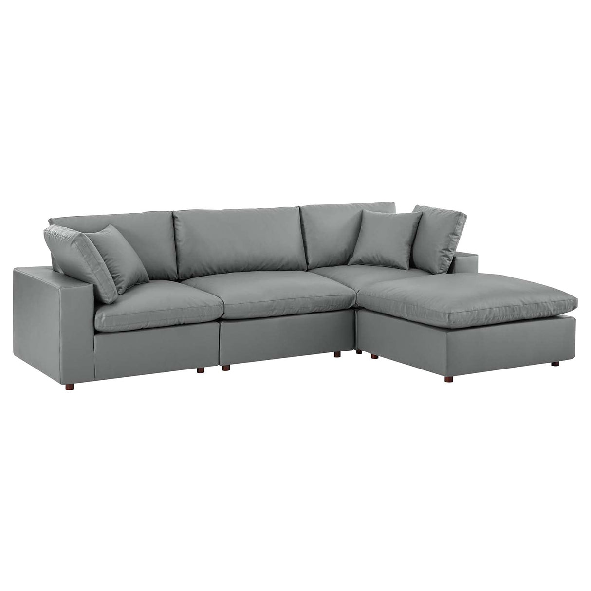 Modway Commix Down-Filled Overstuffed Vegan Leather 4-Piece Sectional Sofa