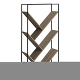 32 x 12 x 60 in. Bookcase - Dark Taupe - Black Metal
