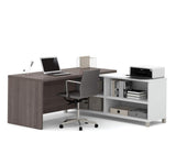 Pro-Linea L-Shaped Computer Desk, 72W, White/Bark Grey