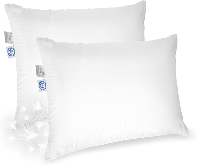 Elite Premium Down Sleeping Pillow 600 Fill Power White Down Available in Soft, Medium & Firm 400 Thread Count Cotton Shell Premium Comfort - Made in The U.S.A