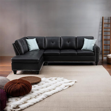 99.5" W x 67" D Transitional PU Faux Leather Sectional Sofa with Chaise Lounge & Storage