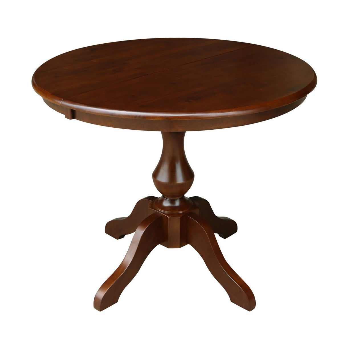 International Concepts 36" Round Top Pedestal Table with 12" Leaf-28.9" H-Dining Height,