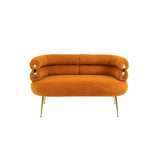 Modern Velvet Accent Loveseat Sofa, Upholstered Sofa Chair with Golden Metal Legs