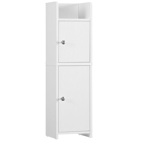 Small Bathroom Storage Cabinet, Narrow Cabinet with Doors and Adjustable Shelves,