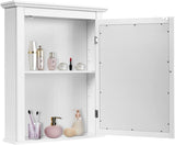 Mirrored Bathroom Cabinet, Wall Mount Wooden Medicine Storage Cabinet w/Single Door