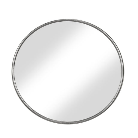 Contemporary Style Round Metal Framed Wall Mirror, Large, Silver