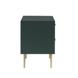 Linon Modern Dark Green Gold Hardware Lennon Two Drawer Nightstand