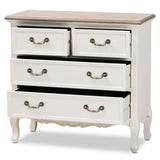 Amalie Antique French Country Cottage Two-Tone White and Oak Finished