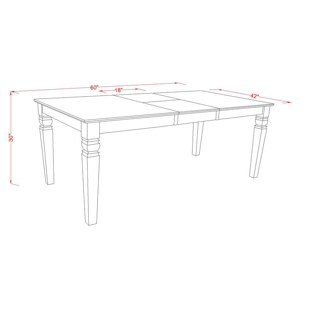 East West Furniture WEBR7-WHI-02 7 Piece Kitchen Set Consist of a Rectangle Dining Table with Butterfly Leaf and 6 Light Beige Fabric Parson Chairs, 42x60 Inch, Linen White