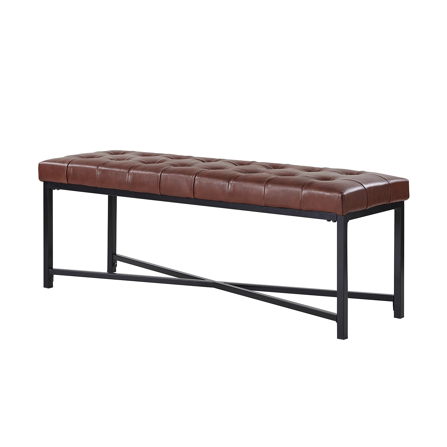 50" Genuine Leather Bed Bench for Bedroom End of Bed