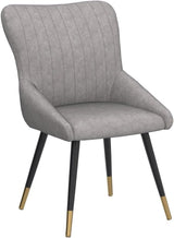 Upholstered Grey Dining Chairs Set of 2 Modern Kitchen Chairs, Mid Century Accent Chair