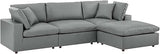 Commix Down-Filled Overstuffed Performance Velvet 4-Piece Sectional Sofa