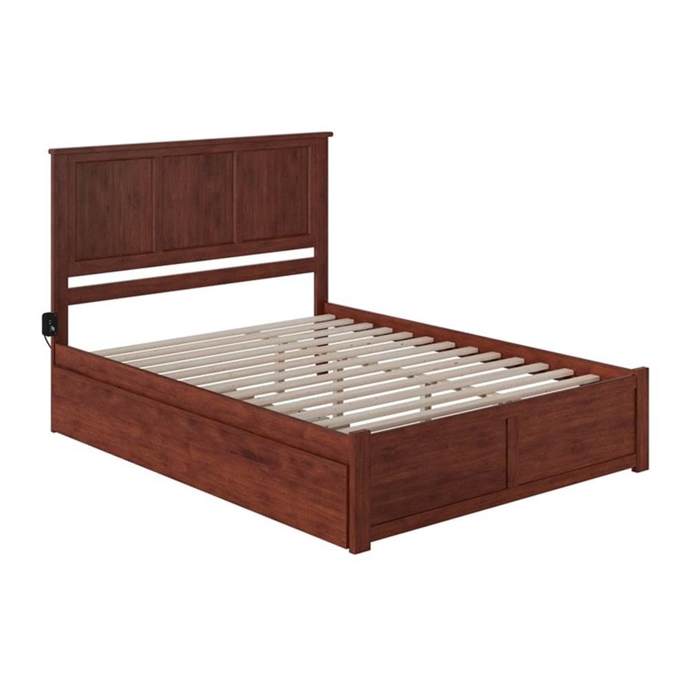 Wood Bed with Twin XL Trundle in Walnut
