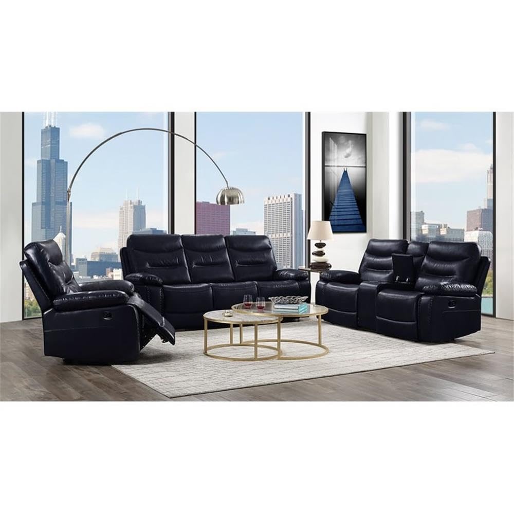 Horizontal Tufted Motion Recliner in Navy