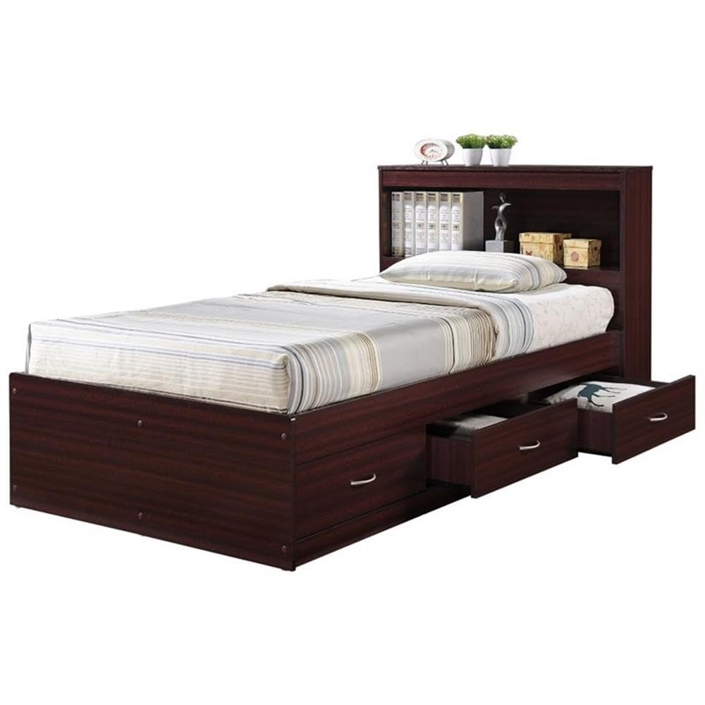 Bed with 3 Drawers in Mahogany