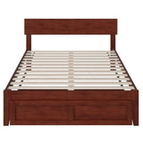 Solid Wood Full Bed with Foot Drawer in Walnut