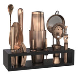 Bartender Kit with Black Bamboo Stand Beautiful Cocktail Shaker Set and Bar Tools