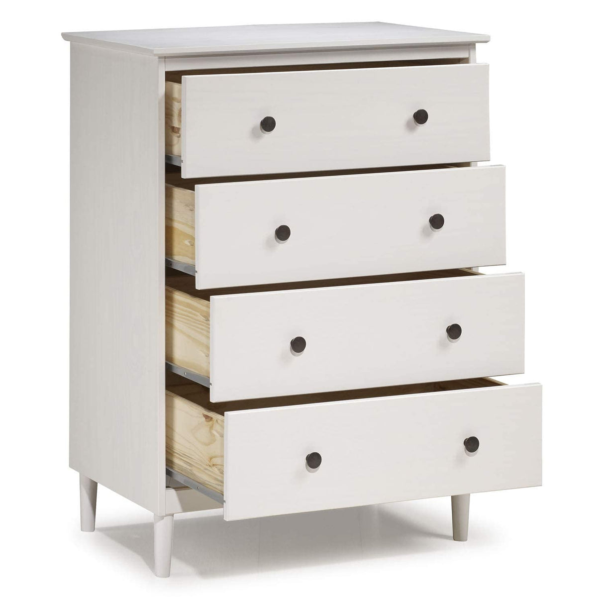 Tall Wood Dresser Bedroom Storage Drawer  4 Drawer White