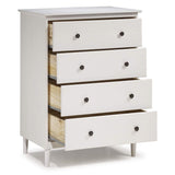 Tall Wood Dresser Bedroom Storage Drawer  4 Drawer White