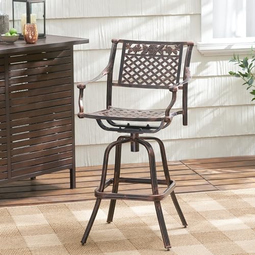 Elegant Outdoor Bar Stool for Cozy Gatherings, Durable Cast Aluminum Design