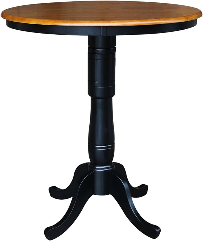 30" Round Top Pedestal Table, Cinnamon/Espresso