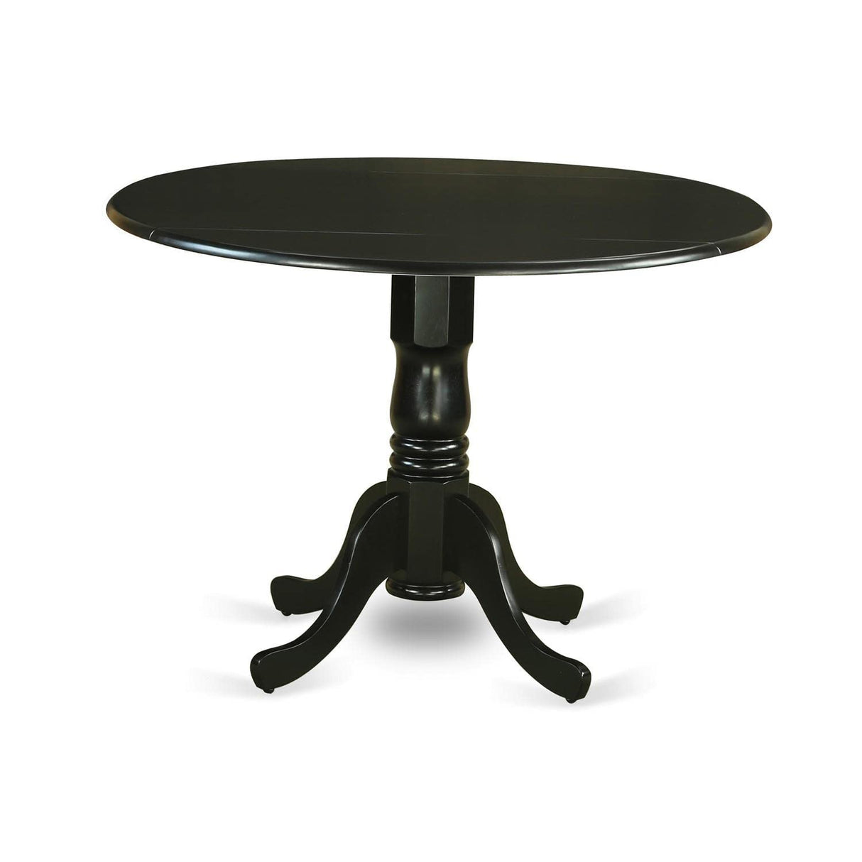 DLT-BLK-TP Dublin Modern Kitchen Table - a Round Dining Table Top with Dropleaf & Pedestal Base,