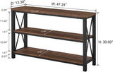 Rustic Console Table Behind Couch, Industrial Entryway Table with Shelves,