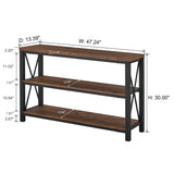 Rustic Console Table Behind Couch, Industrial Entryway Table with Shelves,